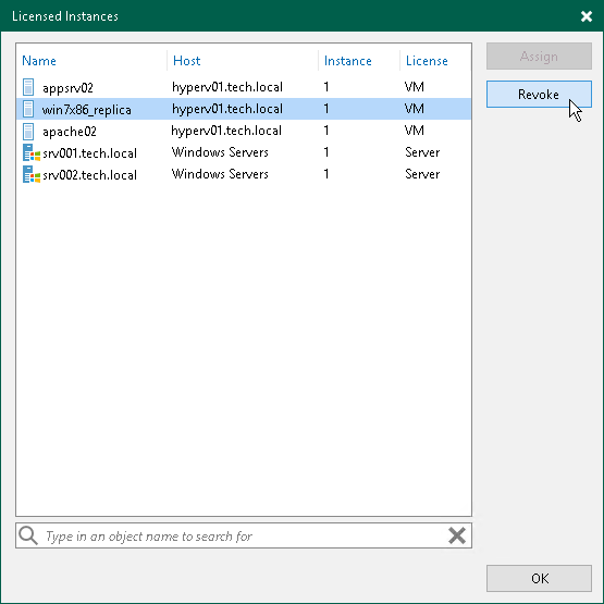 Viewing Licensed Hosts and Revoking License