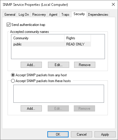 Configuring SNMP Service Properties