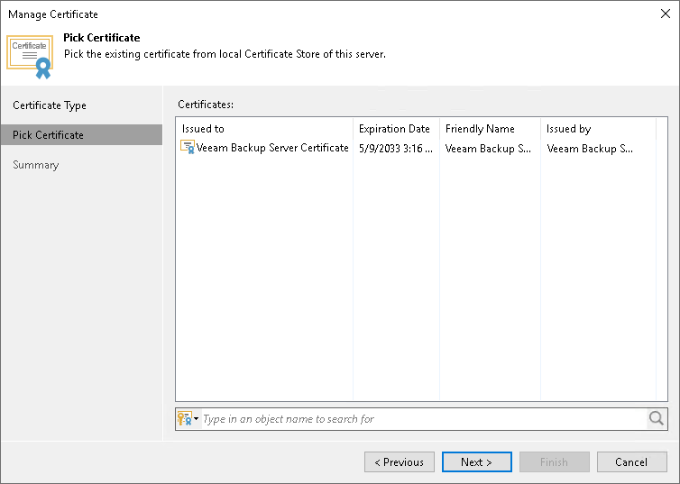 Importing Certificate from Certificate Store