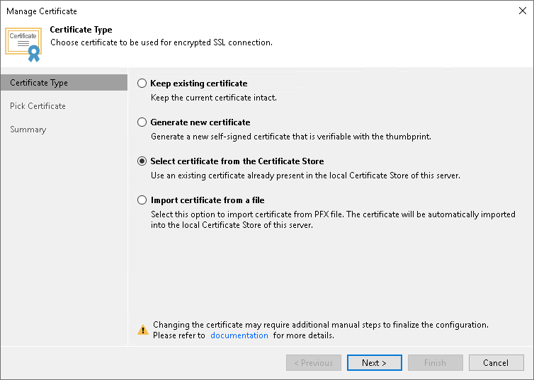 Importing Certificate from Certificate Store