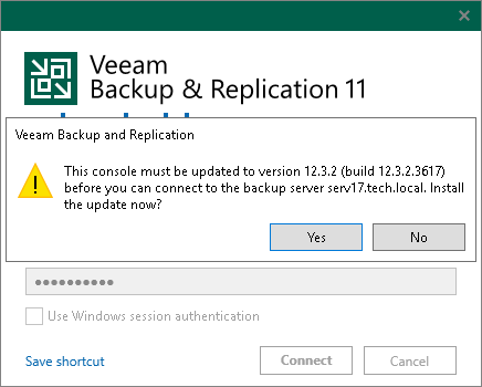 Upgrading Veeam Backup & Replication Console