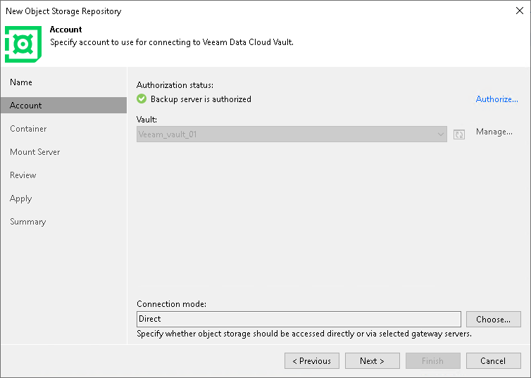 Step 3. Specify Veeam Account