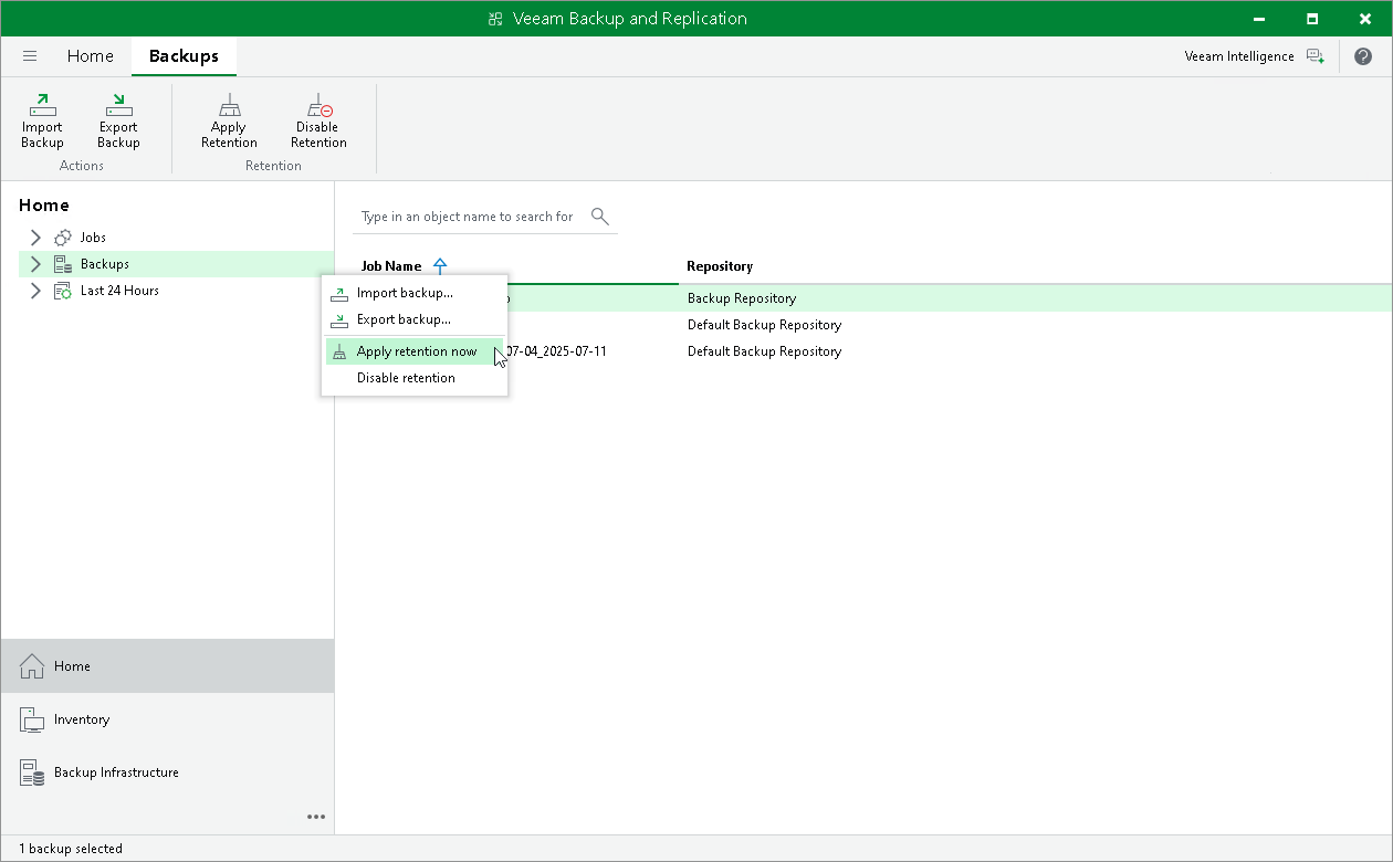 Apply background retention