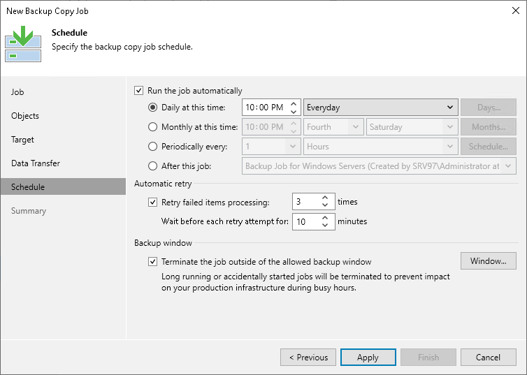 Step 8. Define Backup Copy Schedule