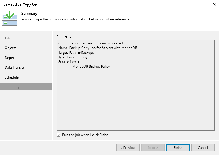 Step 9. Review Backup Copy Job Settings