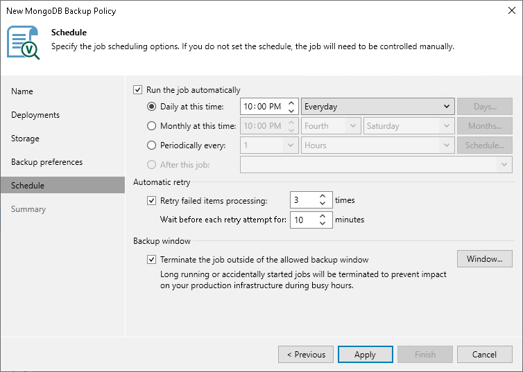 Step 7. Specify Policy Schedule