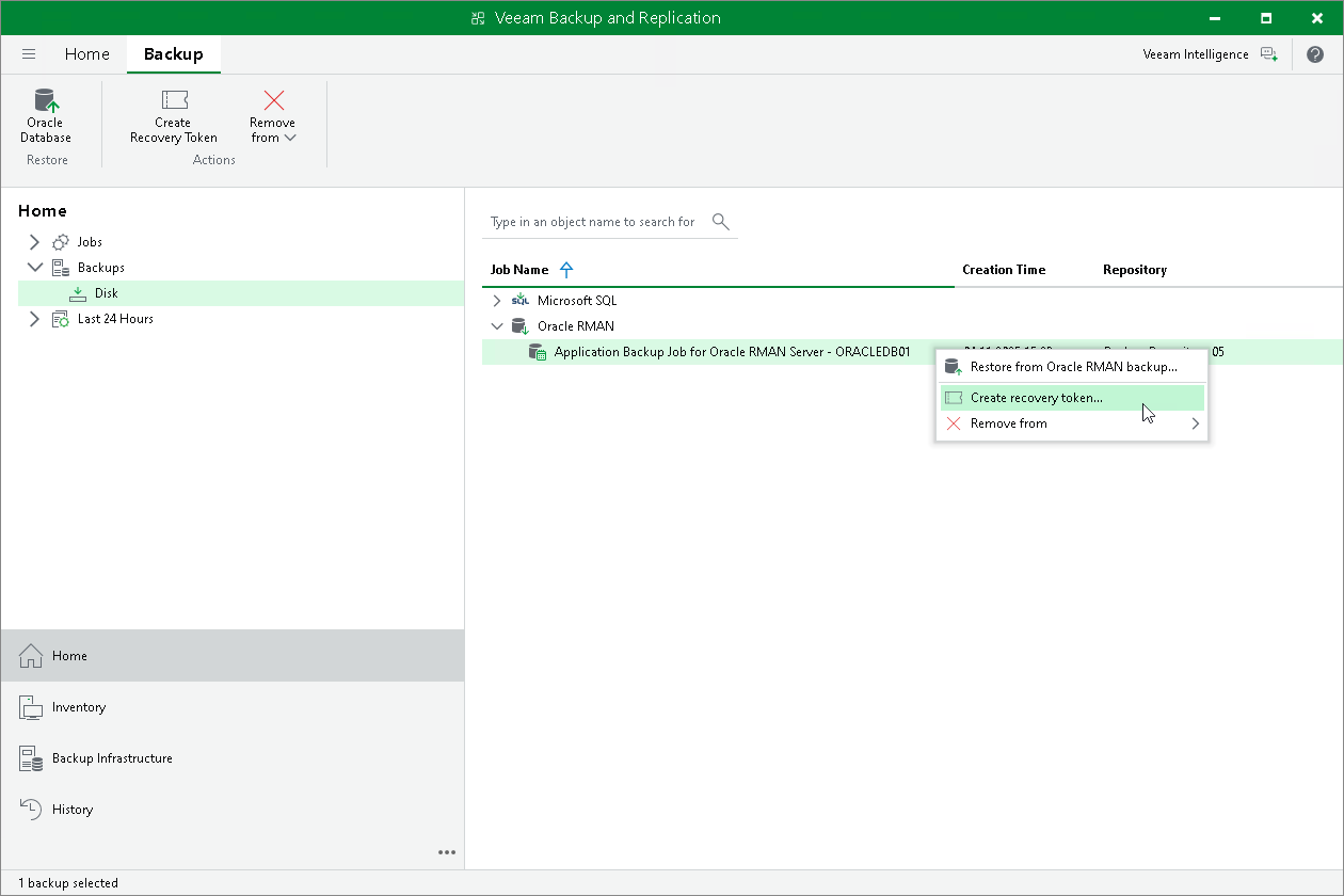 Create Recovery Token