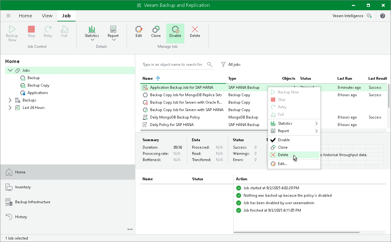 Delete Application Backup Policy