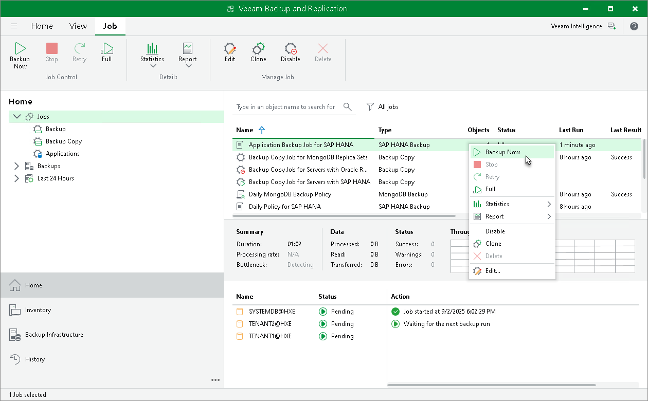 Start Application Backup Policy
