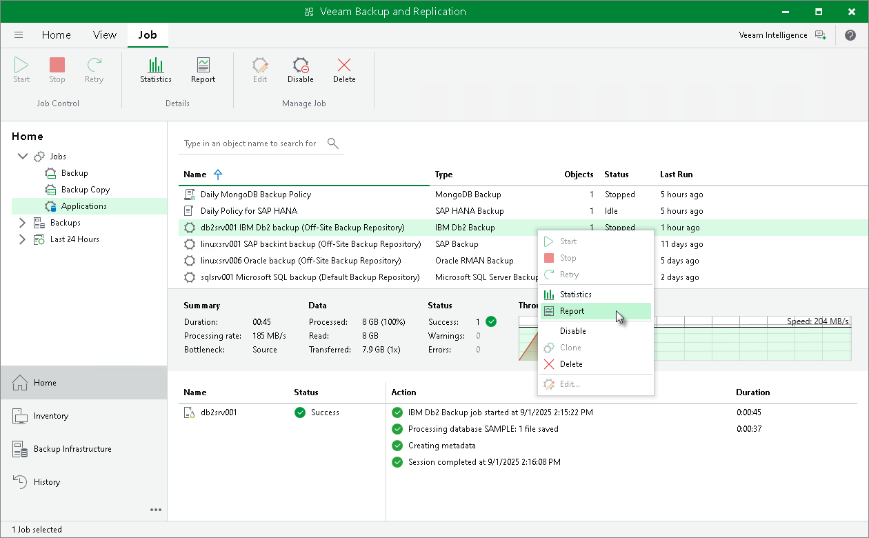 Generate Backup Job Report
