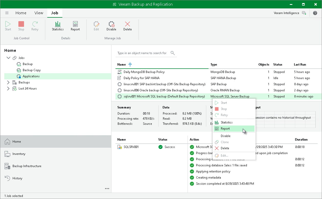 Generate Backup Job Report