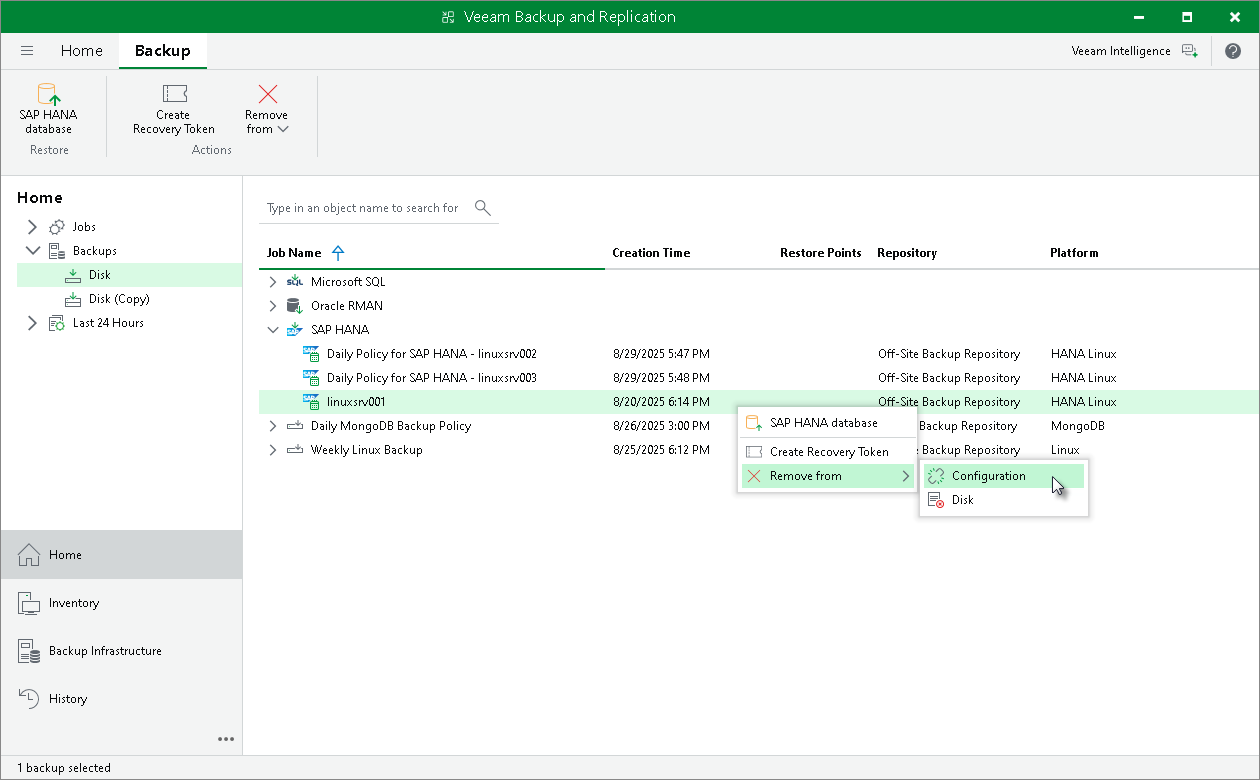 Delete from Configuration