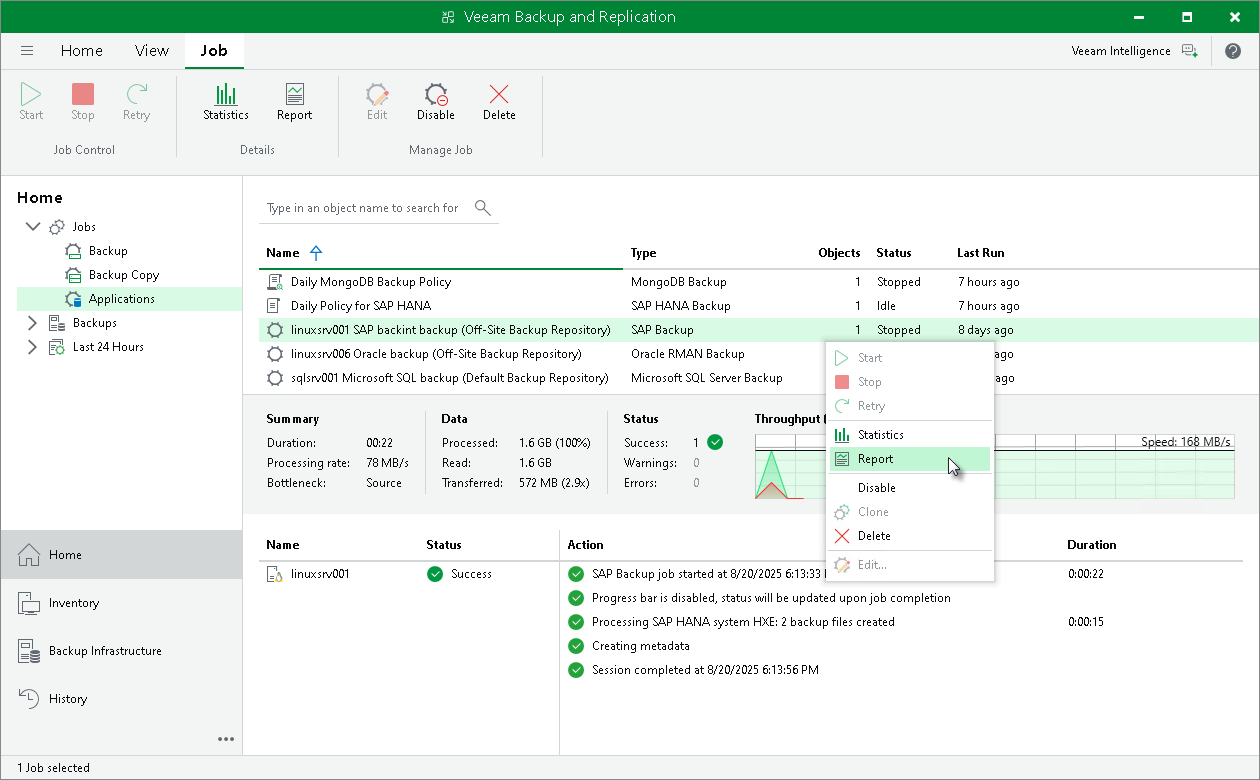 View Report of Backup Job Process