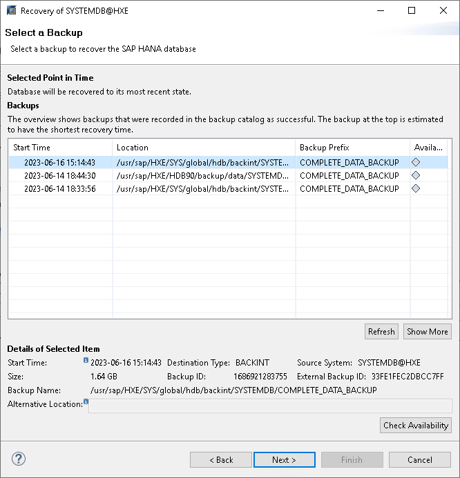 Restore Databases (SAP HANA Studio) - Veeam Plug-ins for Enterprise  Applications