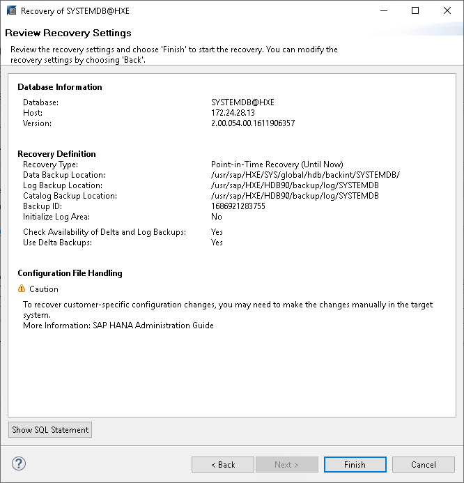 Restoring Databases (SAP HANA Studio)