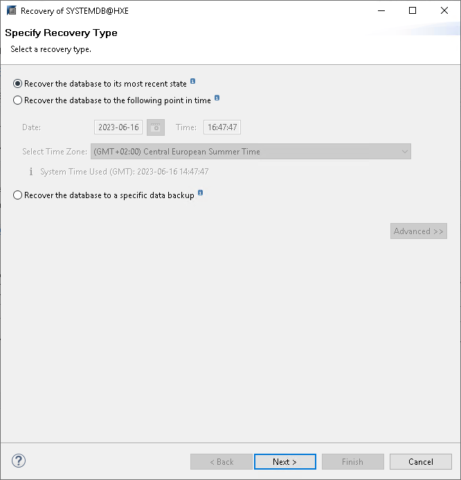 Restoring Databases (SAP HANA Studio)