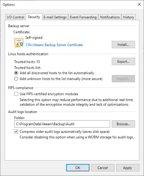Configuring Security Settings