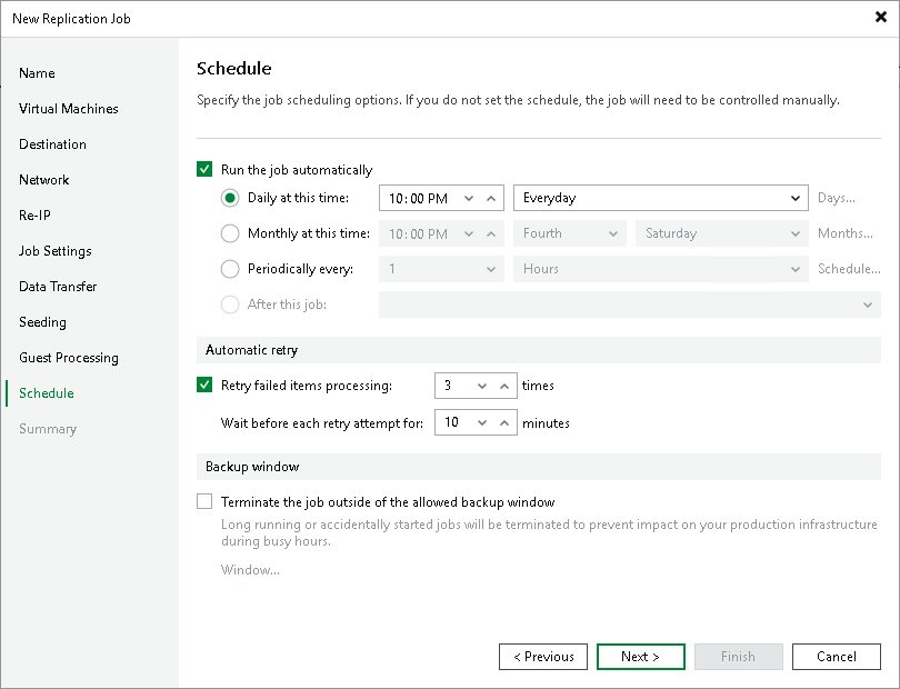 Specify Job Schedule Creating Replication Job