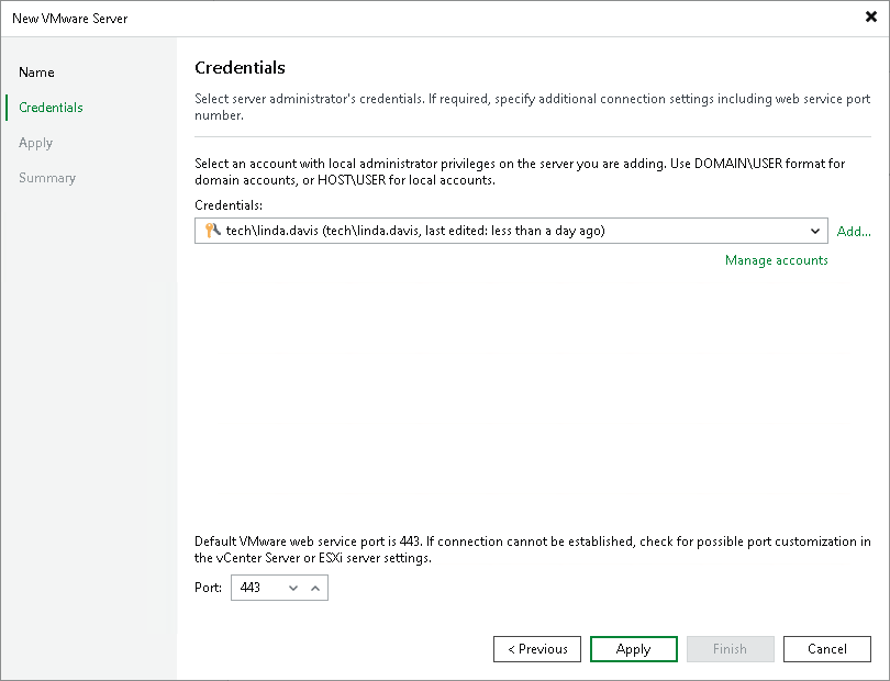 Step 3. Adding VMware vSphere Virtual Infrastructure Servers