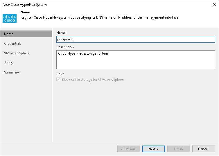 Step 2. Specify Storage Name or Address and Storage Role