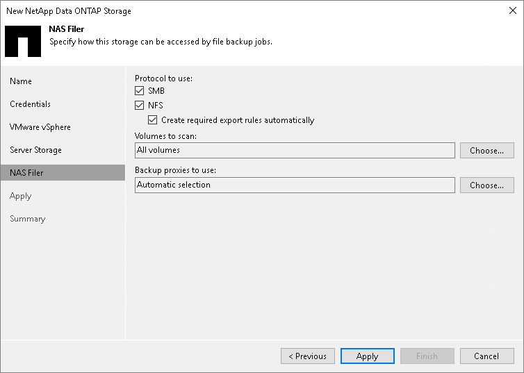 Step 6. Specify NAS Access Options