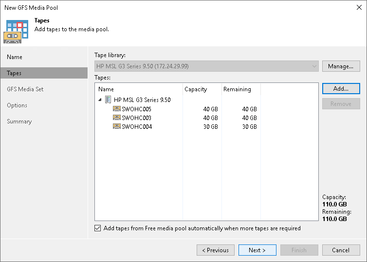 Step 3. Add Tapes to Media Pool