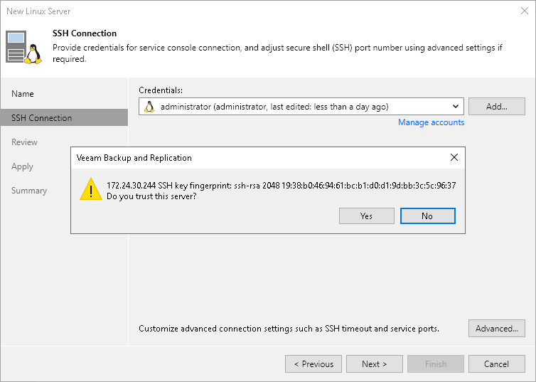 Step 3. Specify Credentials and SSH Settings