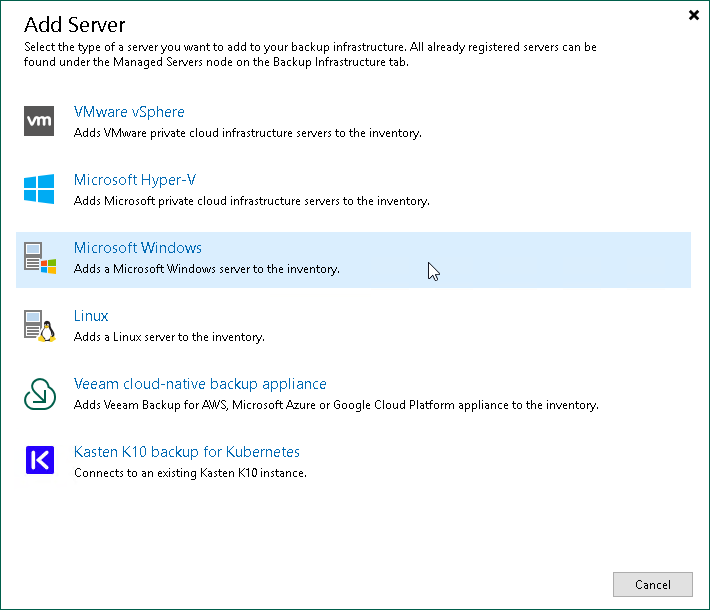 Step 1. Launch New Windows Server Wizard
