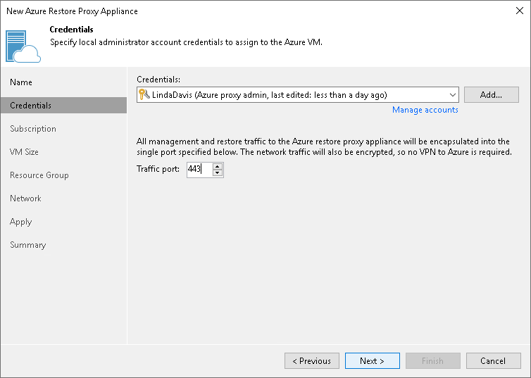 Step 3. Specify Credentials and Transport Port