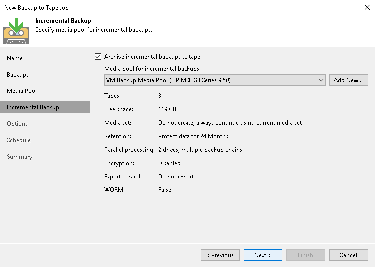 Step 5. Choose Media Pool for Incremental Backups