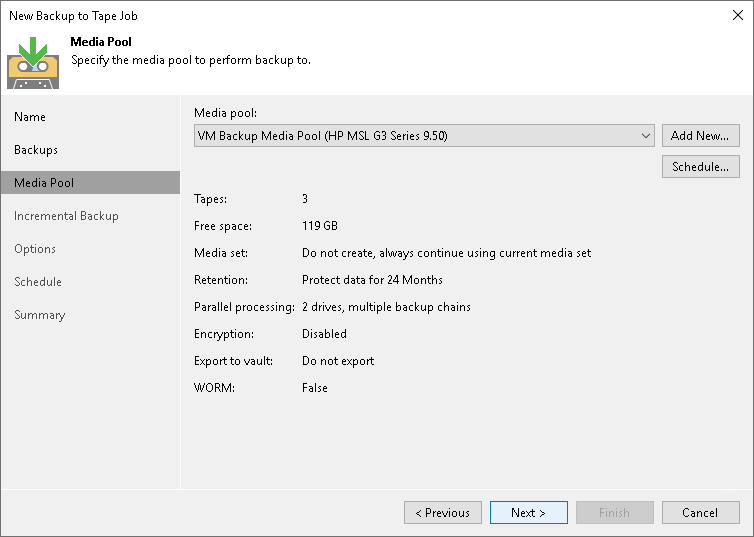 Step 4. Choose Media Pool for Full Backups