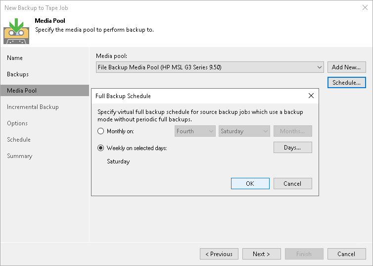 Step 4. Choose Media Pool for Full Backups