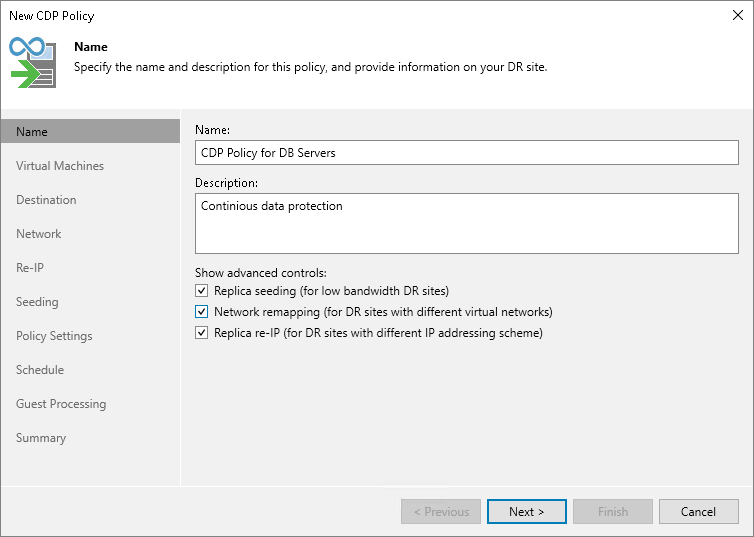 Step 2. Specify Policy Name and Advanced Settings