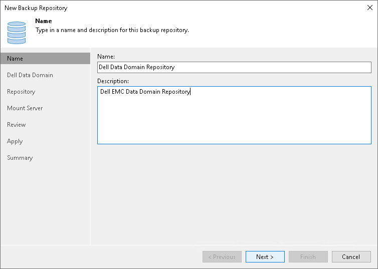 Step 2. Specify Backup Repository Name and Description