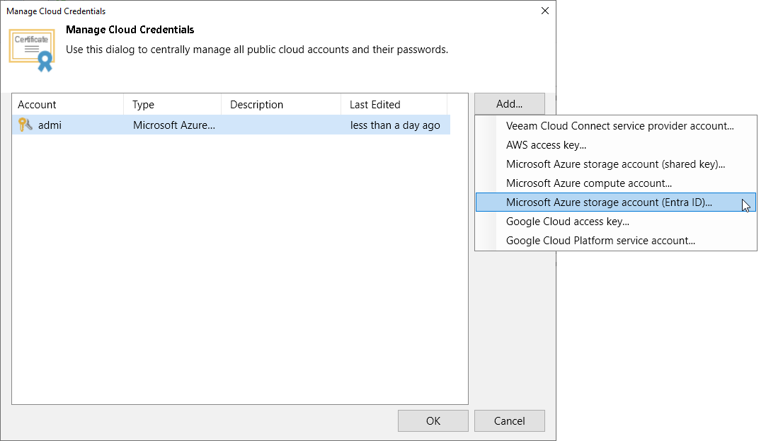 Step 1. Launch Microsoft Azure Storage Account (Entra ID) Wizard