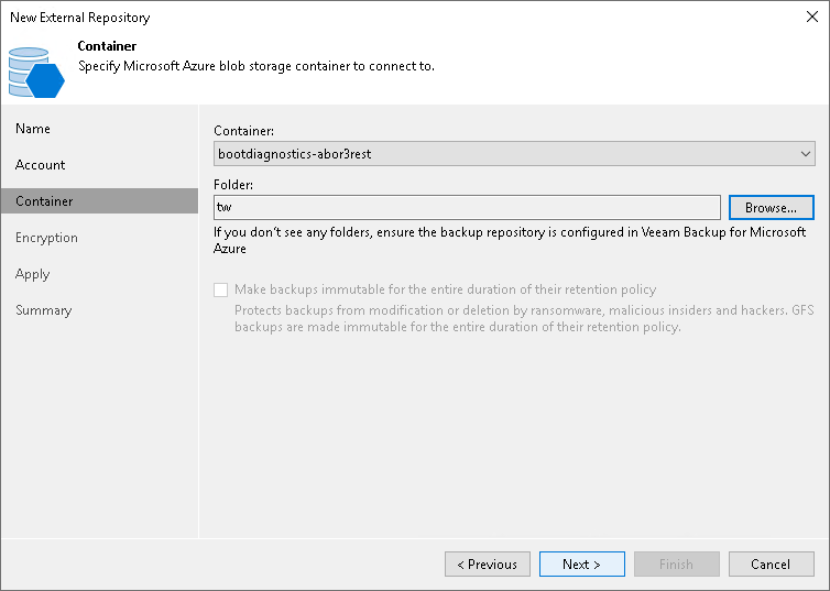Step 4. Select Azure Blob Container