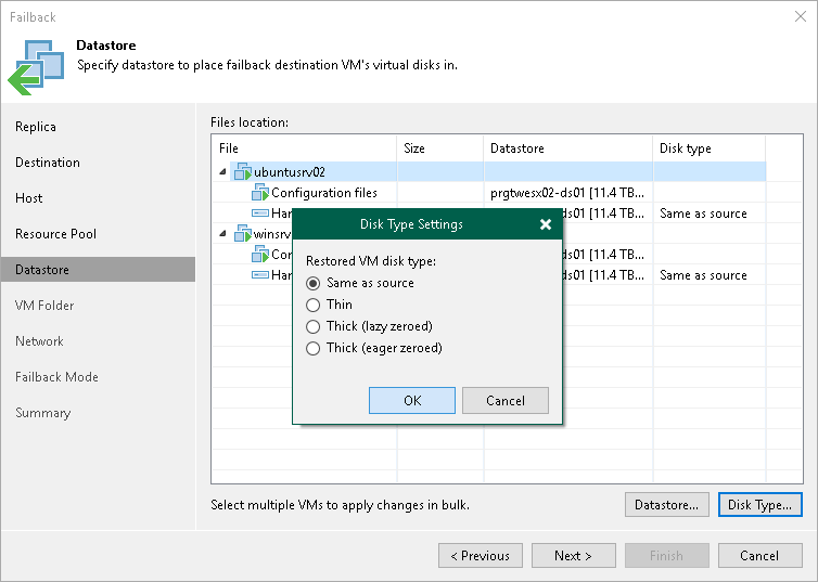 Step 6. Select Target Datastore