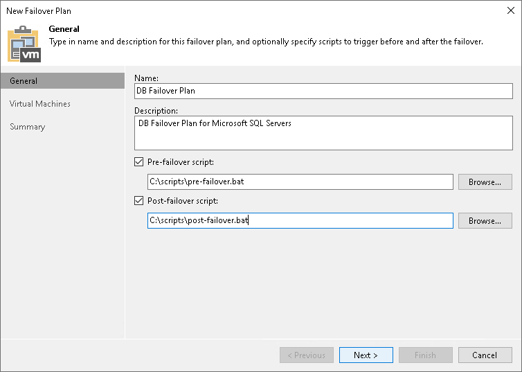 Step 2. Specify Failover Plan Name and Description