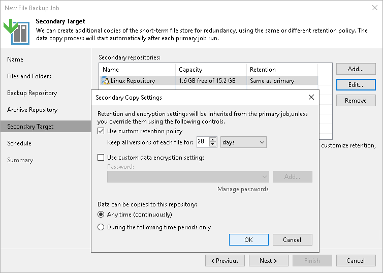 Step 6. Specify Secondary Repository