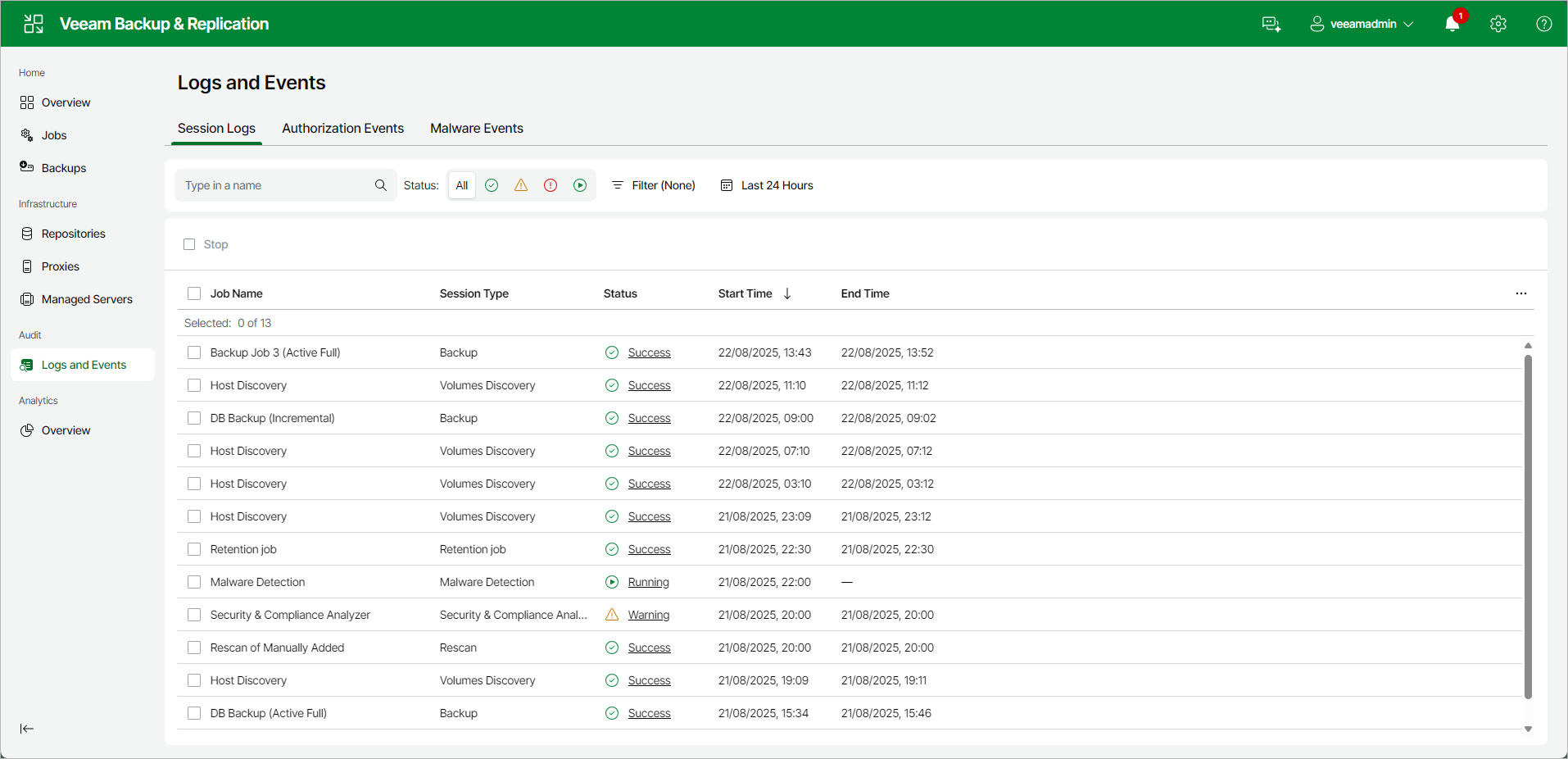 Viewing Logs and Events