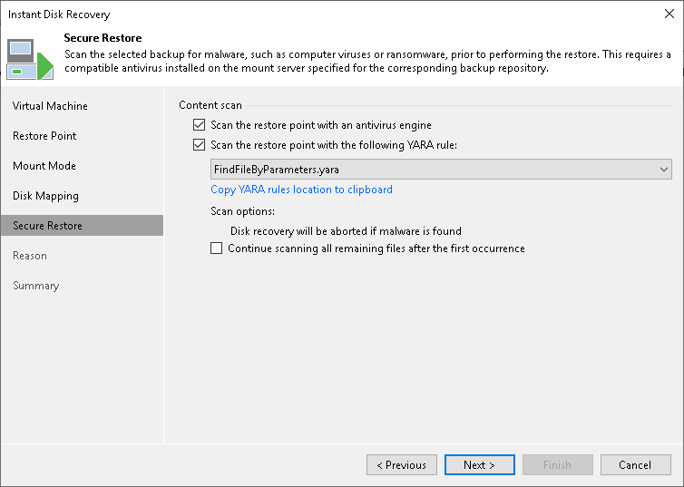 Step 6. Specify Secure Restore Settings