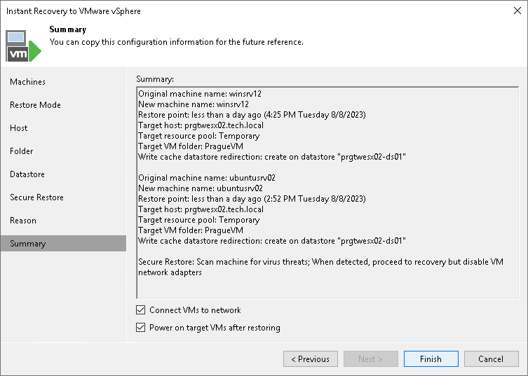 Step 9. Verify Instant VM Recovery Settings