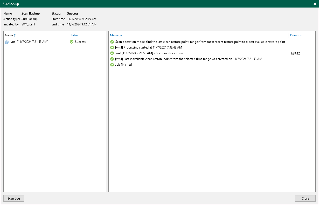 Viewing Veeam Threat Hunter Scan Results