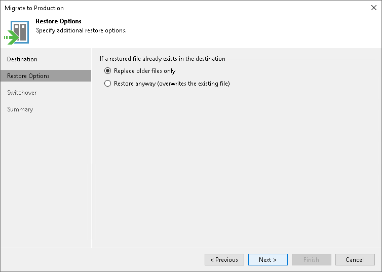 Step 3. Specify Restore Options