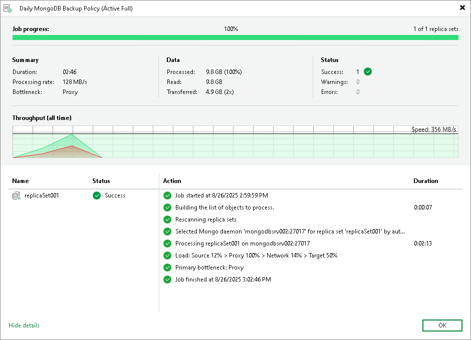 View Backup Statistics