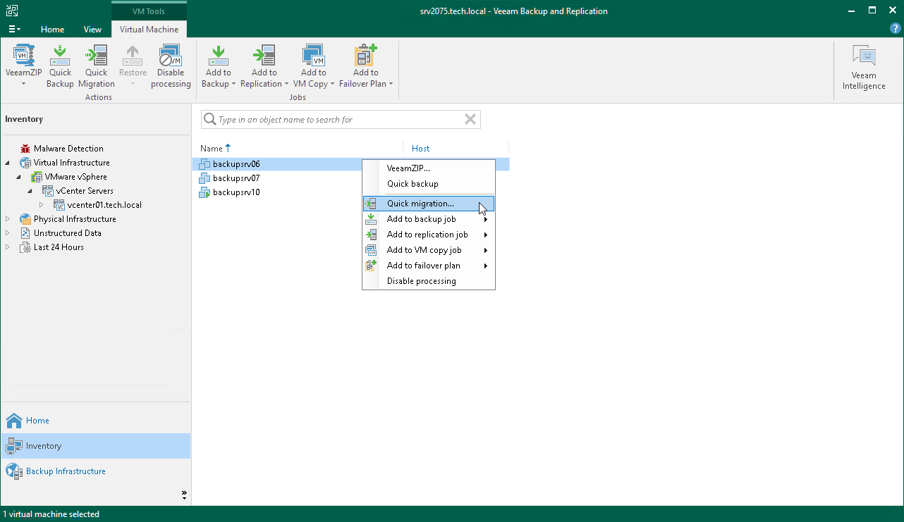 migrate veeam to new server