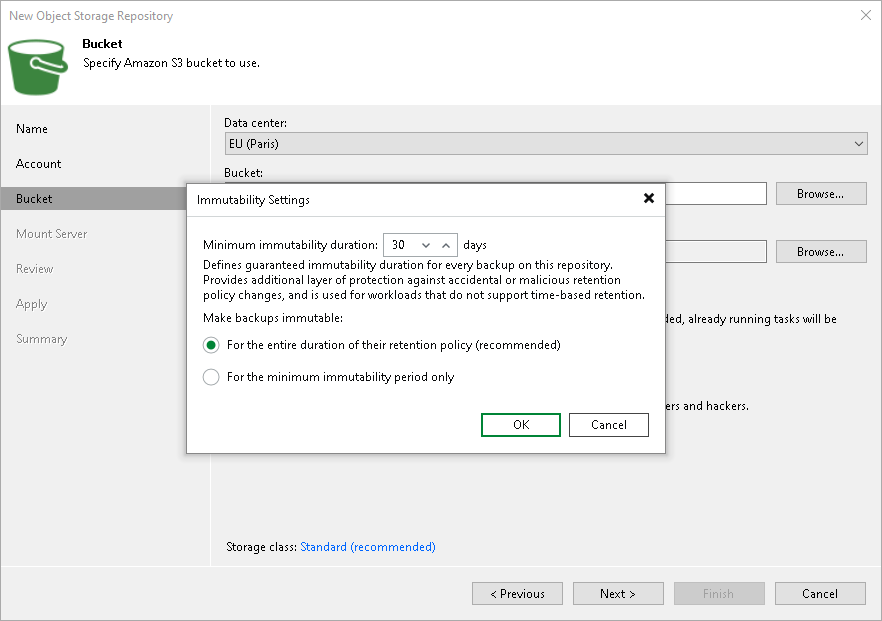 Specify S3 Object Storage Bucket Step 4. Specify Object Storage Settings