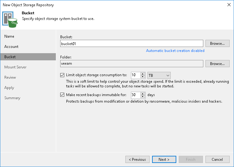 Step 4. Specify Object Storage Settings