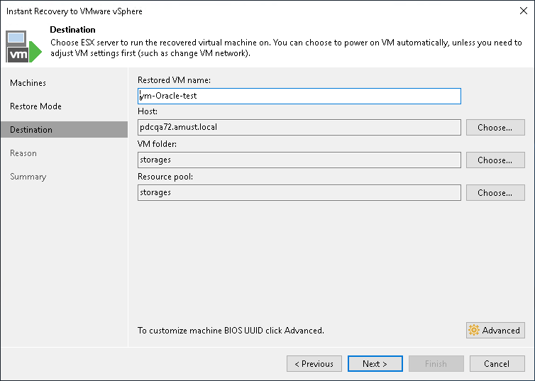 Step 5. Select Destination for Recovered VM