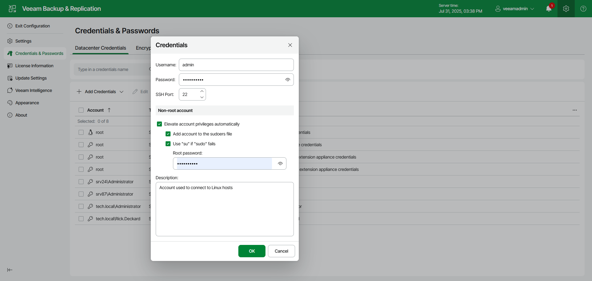 Creating SSH Credentials Using Web UI